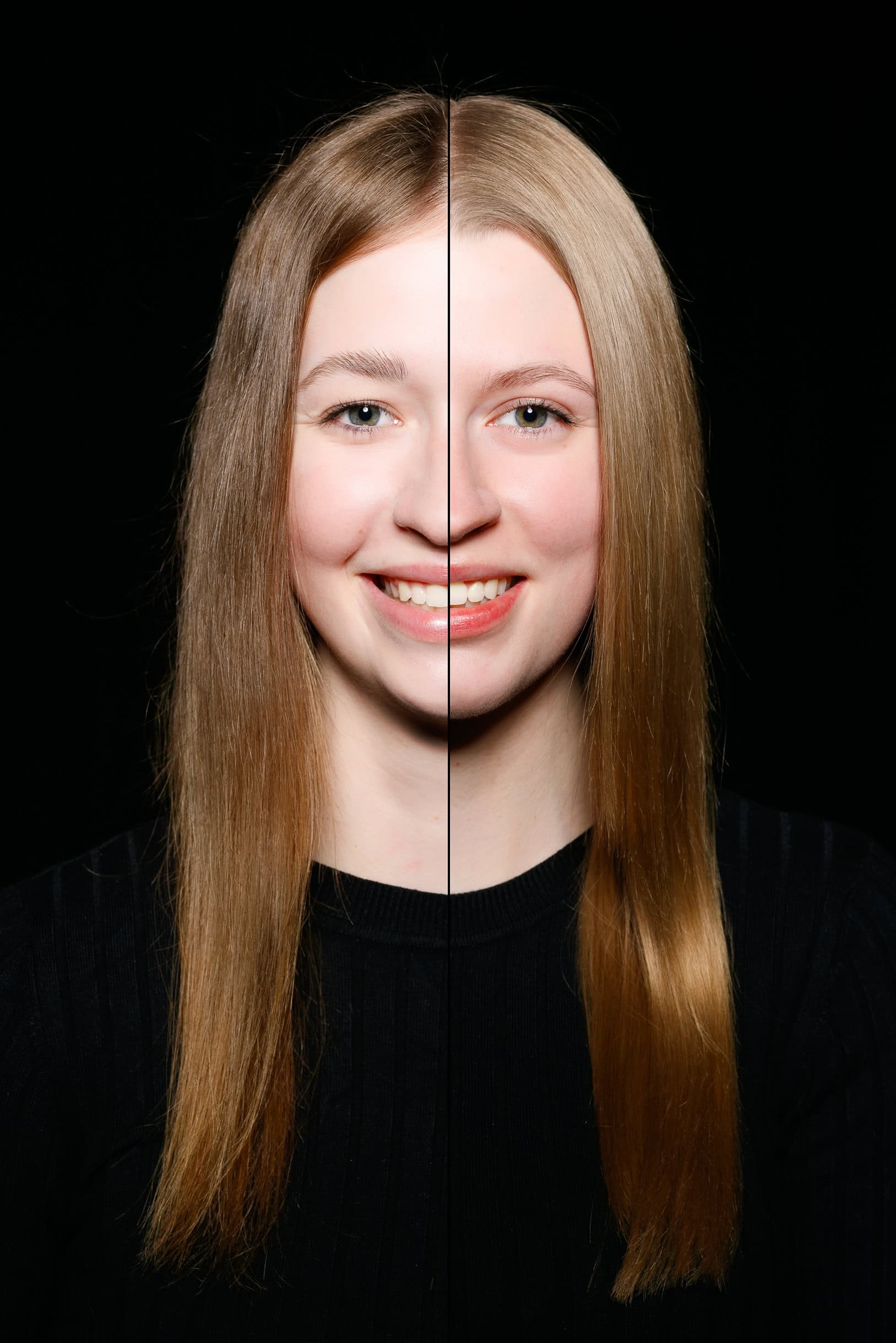 Vergleich verschiedener Lichtführungstechniken, Split Light im Fotostudio Hamburg