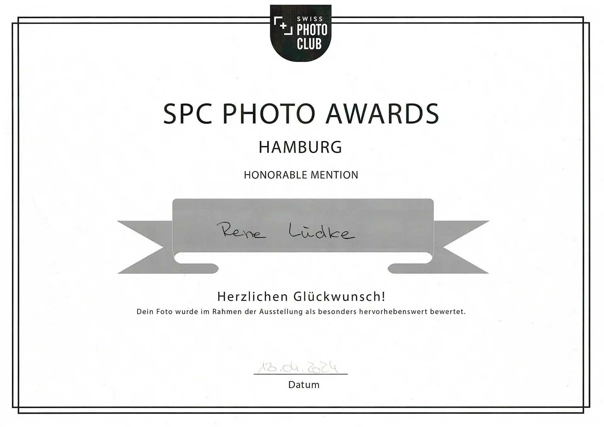SPC Photo Award 2024 Hamburg – Honorable Mention für Fotograf René Lüdke für herausragende künstlerische Fotografie