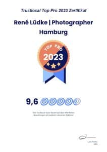 Trustlocal Top Pro 2023 Zertifikat für René Lüdke, Fotograf in Hamburg – Trustlocal Score 9,6